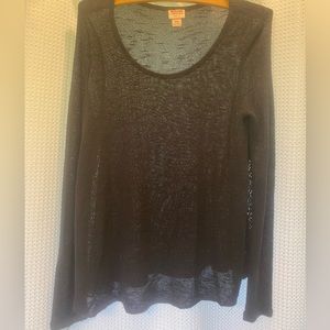 Black mesh long sleeve top